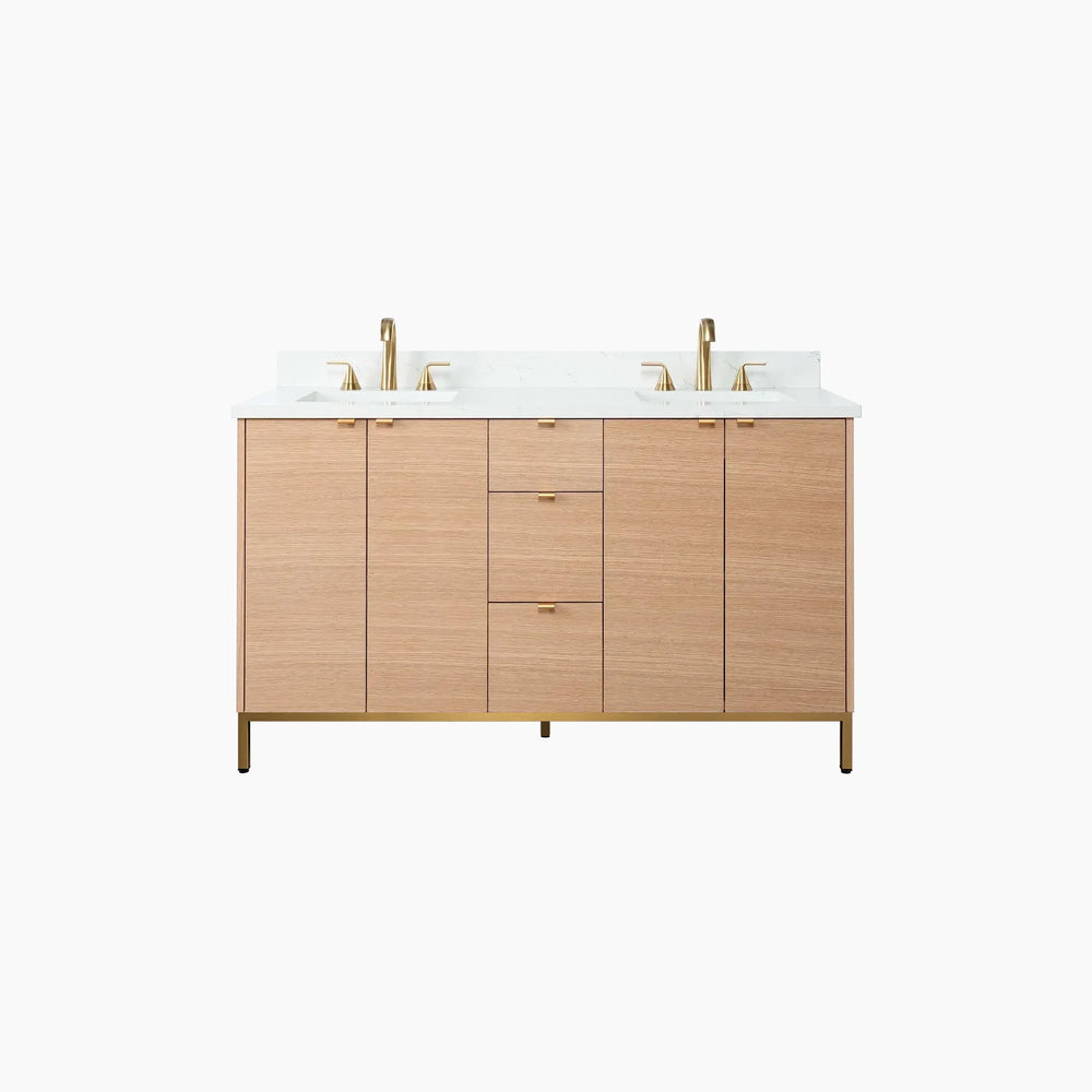 
                  
                    Ashbury 60" Natural White Oak Bathroom Vanity, Double Sink
                  
                