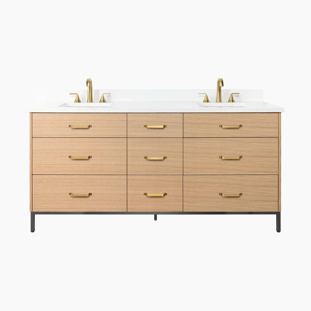 
                  
                    Ashbury 72" Natural White Oak Bathroom Vanity, Double Sink - All Drawers
                  
                