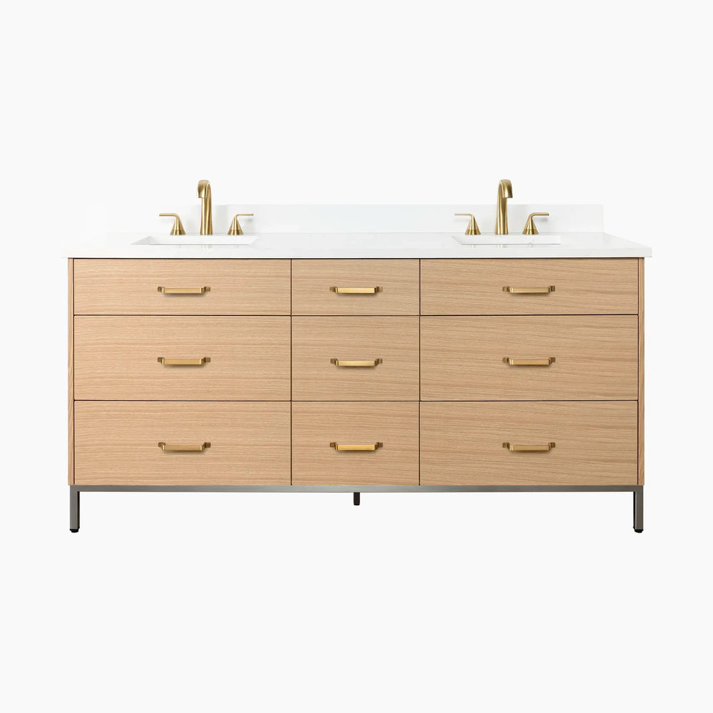 
                  
                    Ashbury 72" Natural White Oak Bathroom Vanity, Double Sink - All Drawers
                  
                
