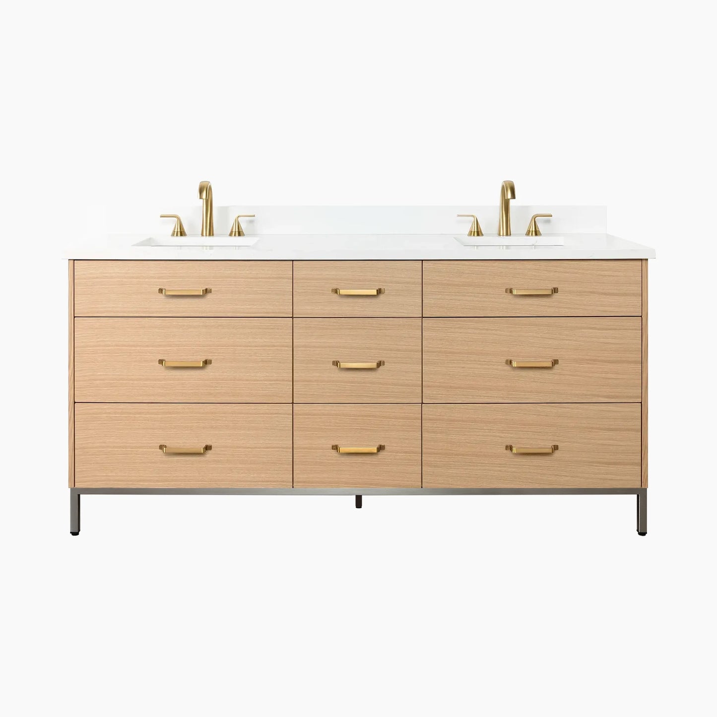 
                  
                    Ashbury 72" Natural White Oak Bathroom Vanity, Double Sink - All Drawers
                  
                