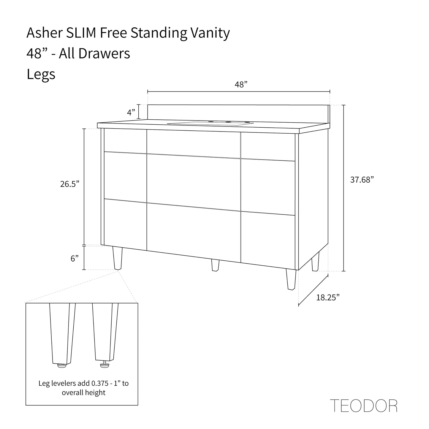 
                  
                    Asher SLIM, 48" Teodor® Modern American Black Walnut Vanity Teodor Bathroom VanityCanada
                  
                