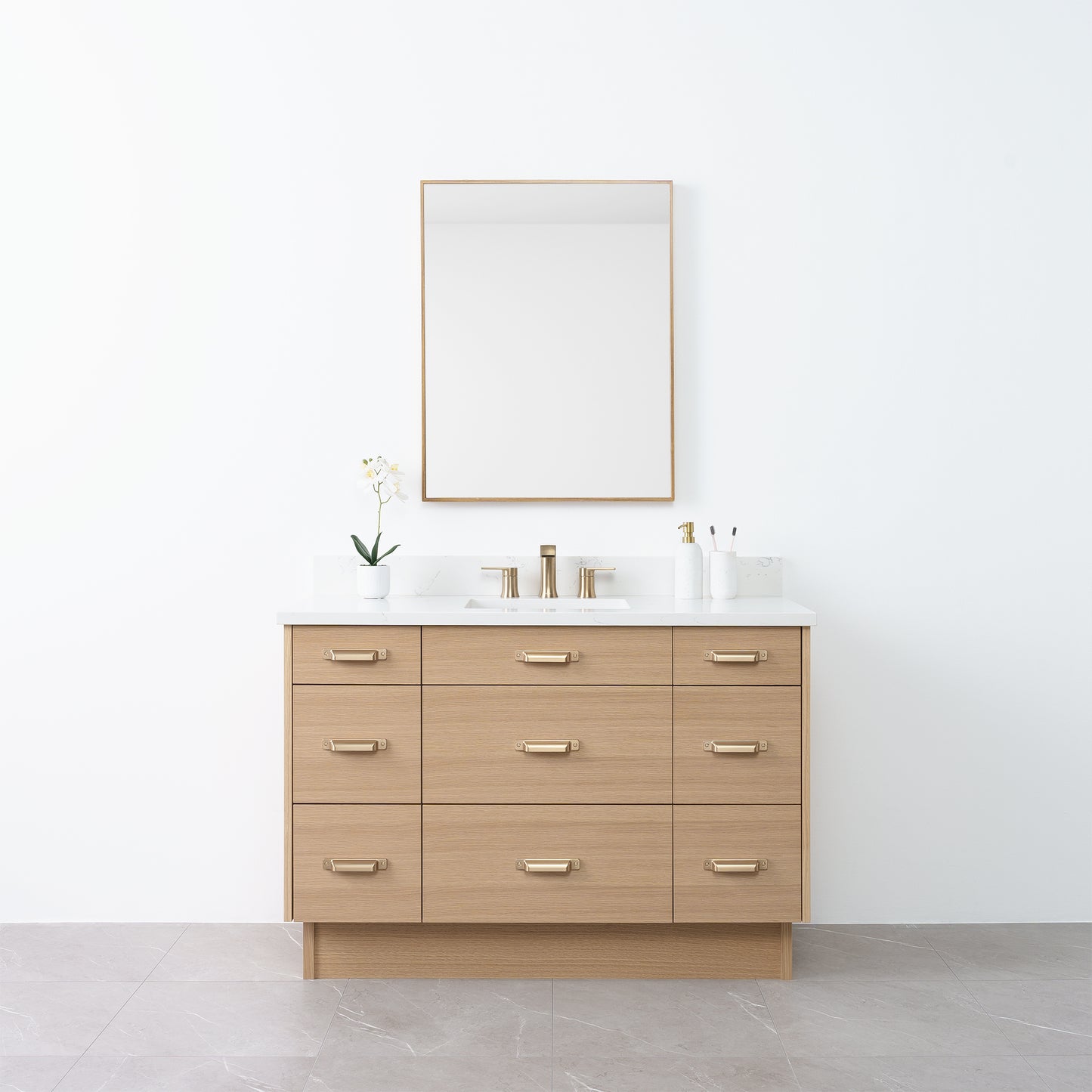 Asher 48" Natural White Oak Bathroom Vanity - Teodor Vanities