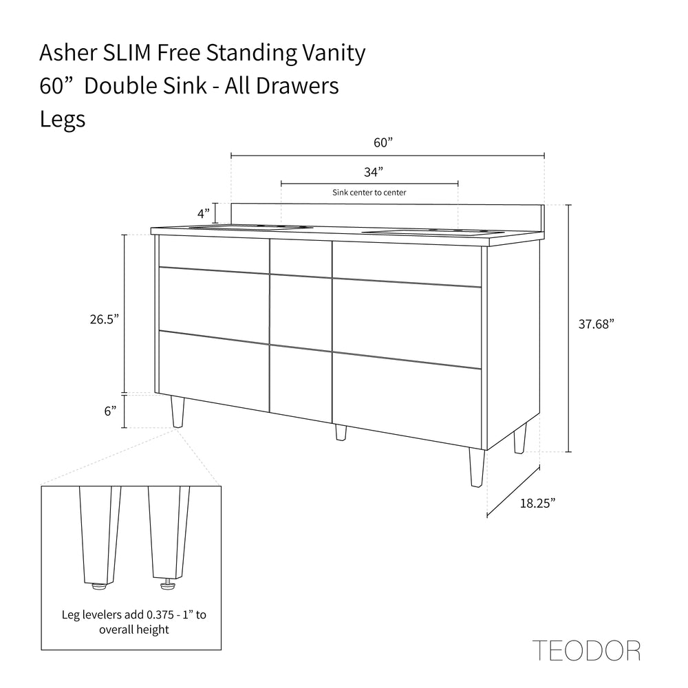 
                  
                    Asher SLIM, 60" Teodor® Modern American Black Walnut Vanity, Double Sink Teodor Bathroom VanityCanada
                  
                