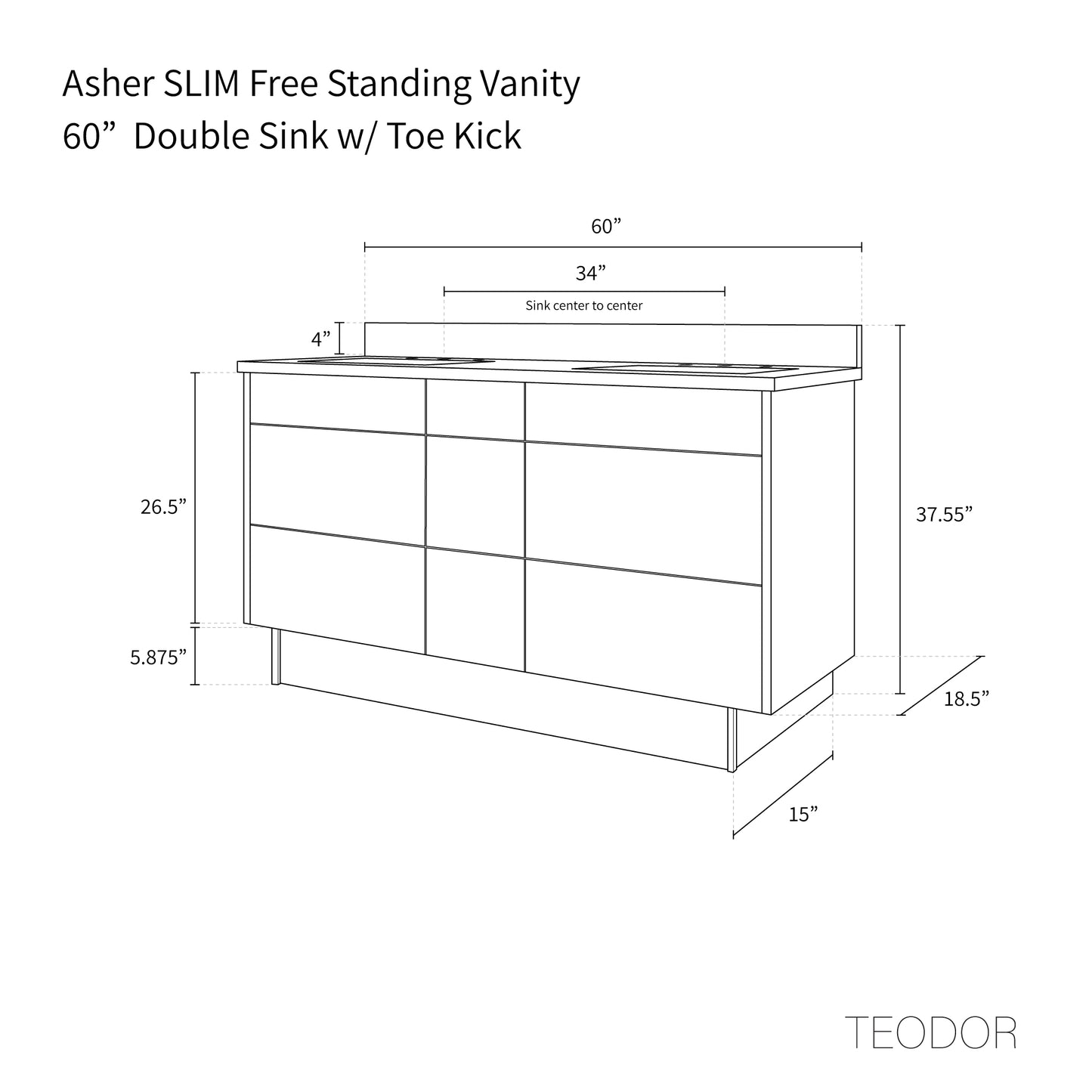 
                  
                    Asher SLIM 60" American Black Walnut Bathroom Vanity, Double Sink
                  
                