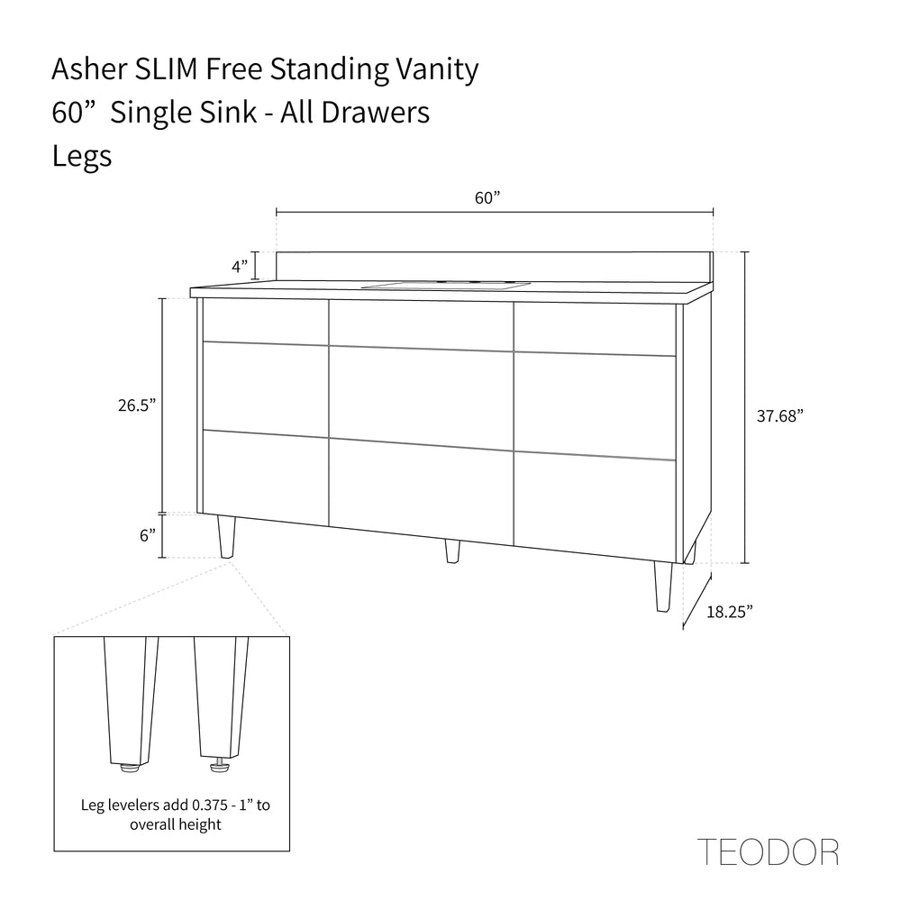 
                  
                    Asher SLIM, 60" Teodor® Modern American Black Walnut Vanity Teodor Bathroom VanityCanada
                  
                
