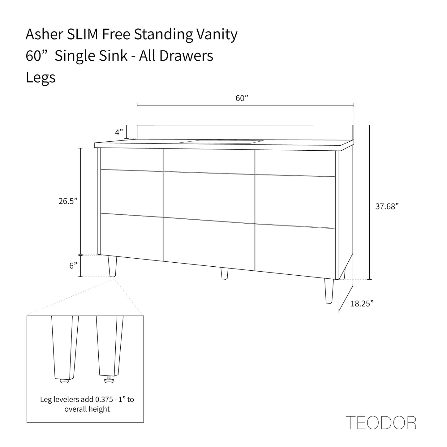 
                  
                    Asher SLIM, 60" Teodor® Modern American Black Walnut Vanity Teodor Bathroom VanityCanada
                  
                