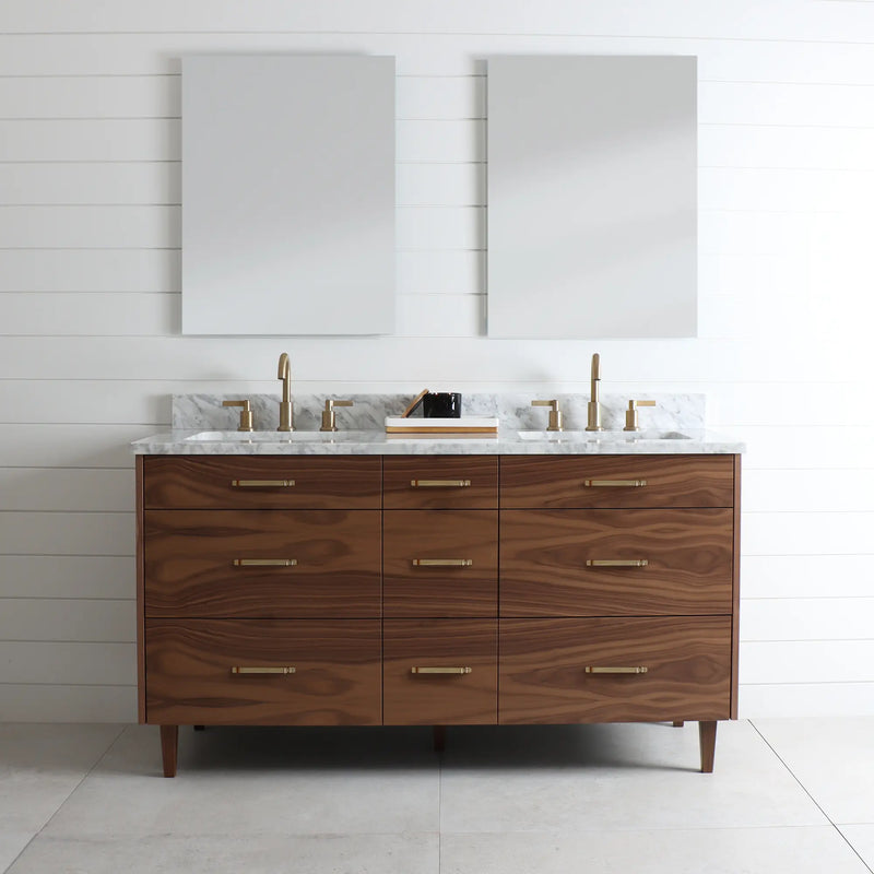 Asher 60", Teodor® Modern American Black Walnut Vanity, Double Sink Teodor Bathroom VanityCanada