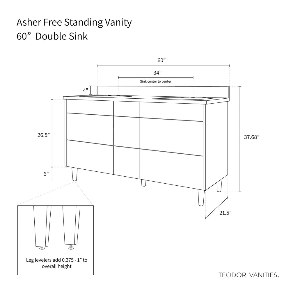 
                  
                    Asher 60", Teodor® Modern American Black Walnut Vanity, Double Sink Teodor Bathroom VanityCanada
                  
                
