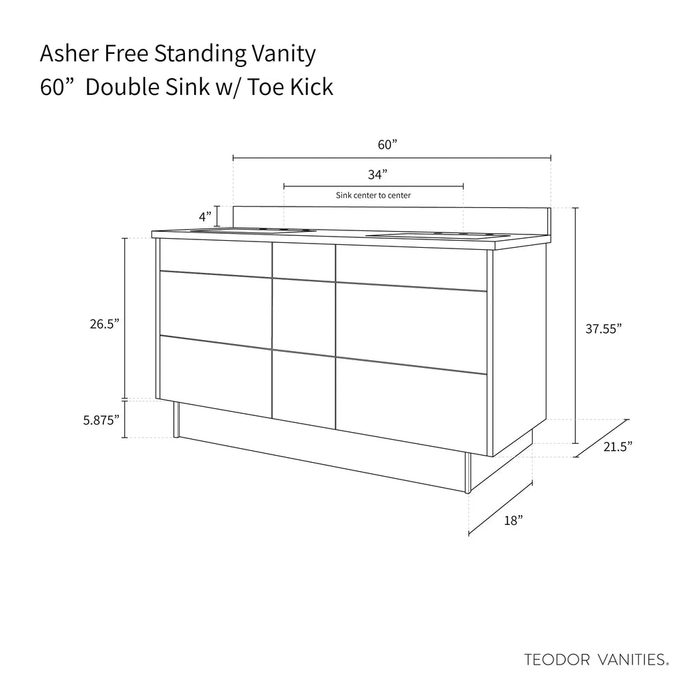 
                  
                    Asher 60", Teodor® Modern American Black Walnut Vanity, Double Sink Teodor Bathroom VanityCanada
                  
                