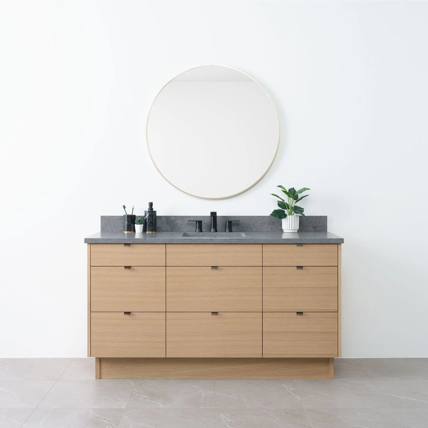 Asher 60" Natural White Oak Bathroom Vanity - Teodor Vanities