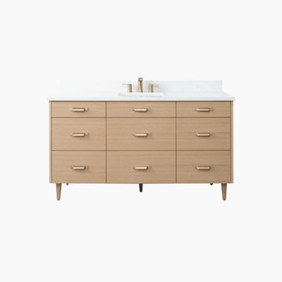 Asher 60" Natural White Oak Bathroom Vanity