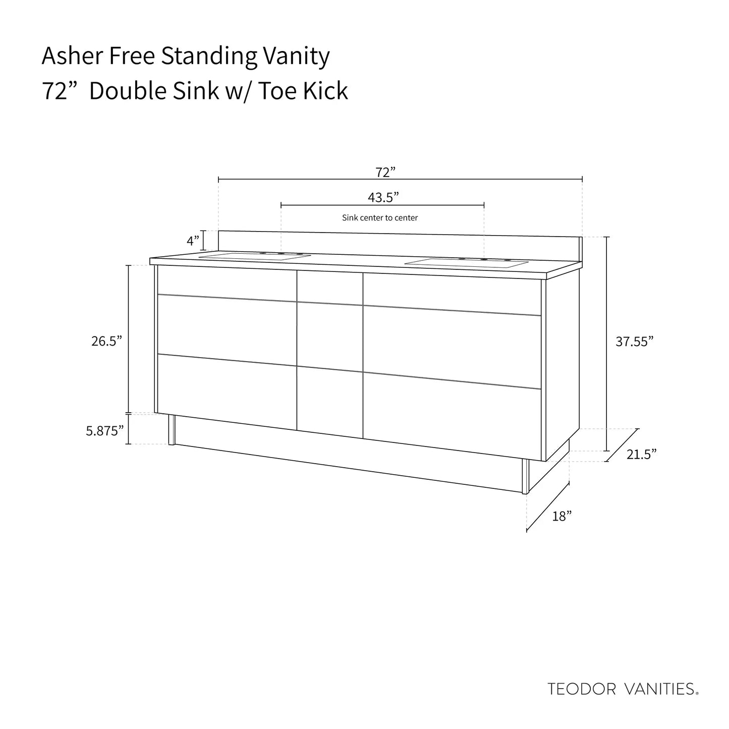 
                  
                    Asher 72", Teodor® Modern American Black Walnut Vanity, Double Sink Teodor Bathroom VanityCanada
                  
                