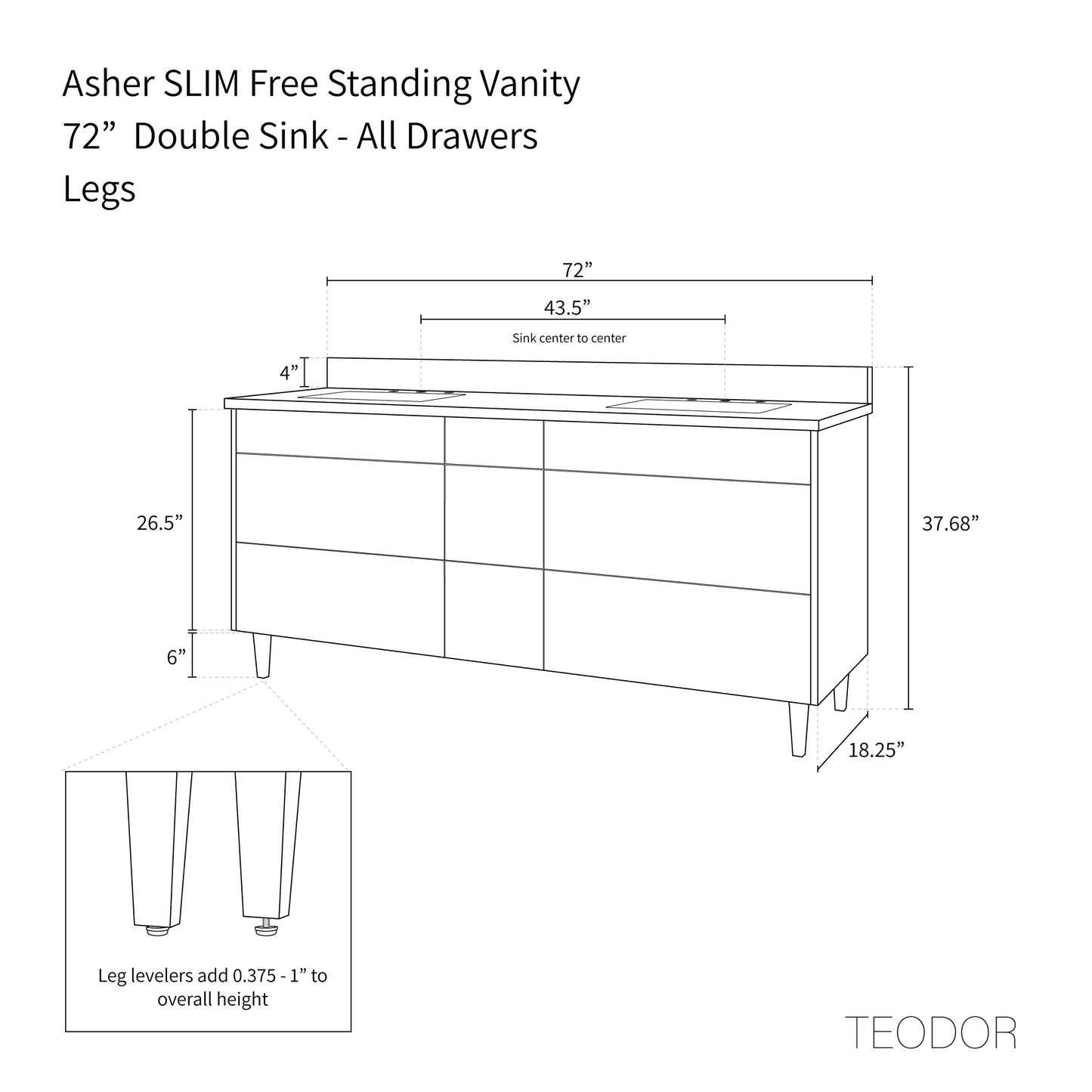 
                  
                    Asher SLIM, 72" Teodor® Modern American Black Walnut Vanity, Double Sink Teodor Bathroom VanityCanada
                  
                
