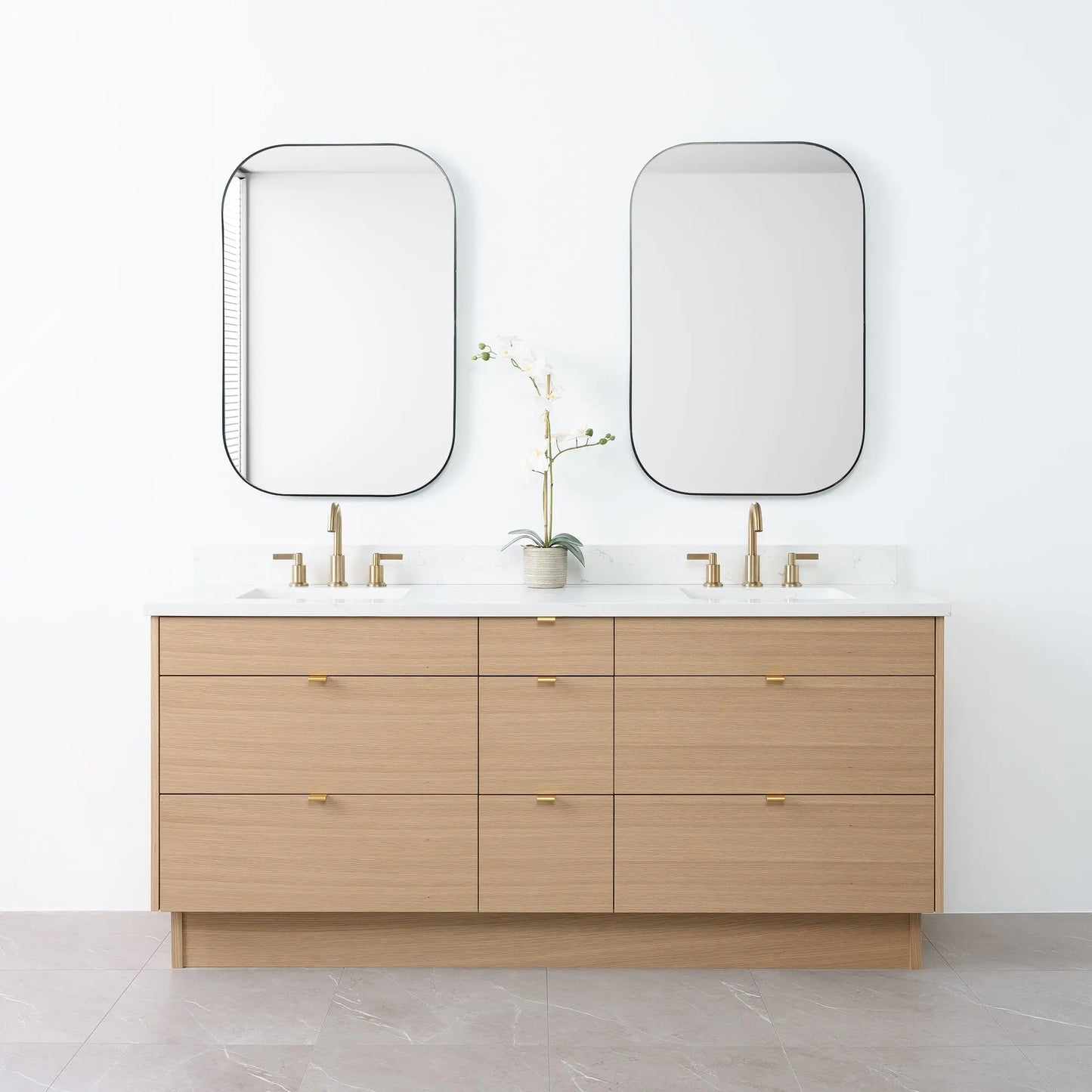 Asher 72" Natural White Oak Bathroom Vanity, Double Sink - Teodor Vanities