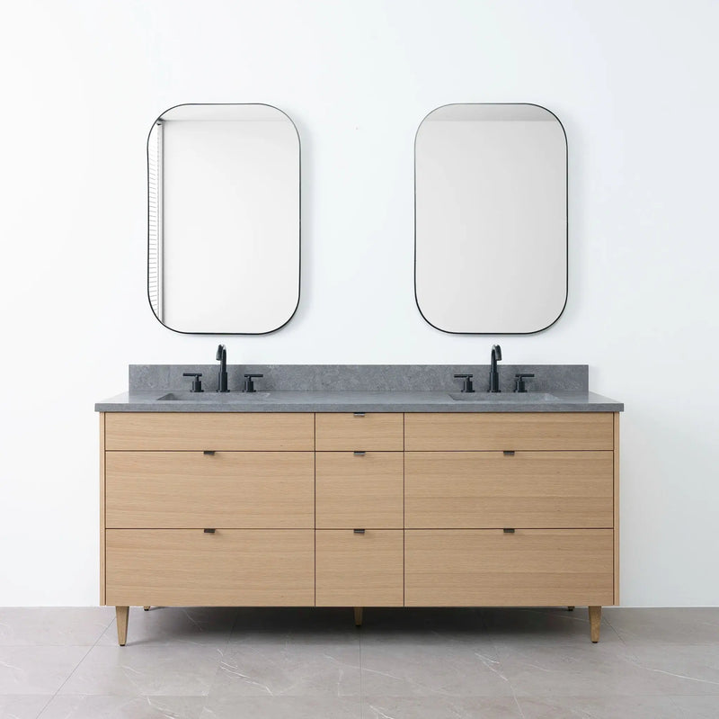 Asher 72" Natural White Oak Bathroom Vanity, Double Sink - Teodor Vanities