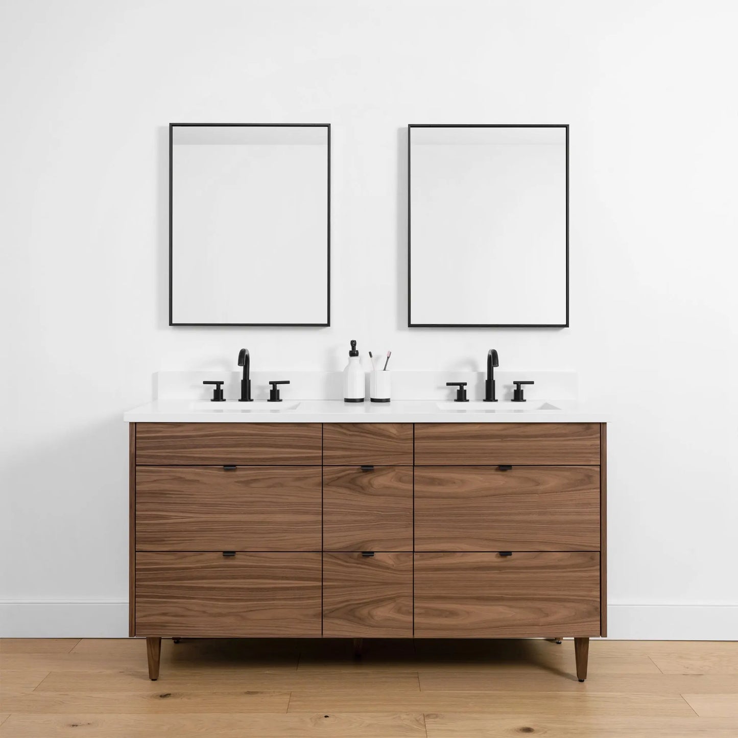 Asher SLIM, 60" Teodor® Modern American Black Walnut Vanity, Double Sink Teodor Bathroom VanityCanada