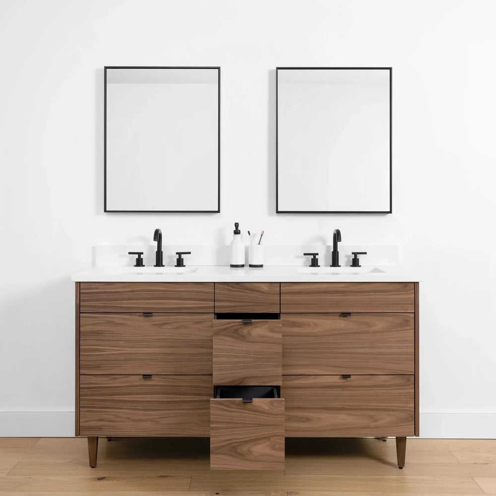 
                  
                    Asher SLIM, 60" Teodor® Modern American Black Walnut Vanity, Double Sink Teodor Bathroom VanityCanada
                  
                
