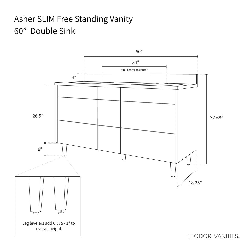 
                  
                    Asher SLIM, 60" Teodor® Modern American Black Walnut Vanity, Double Sink Teodor Bathroom VanityCanada
                  
                