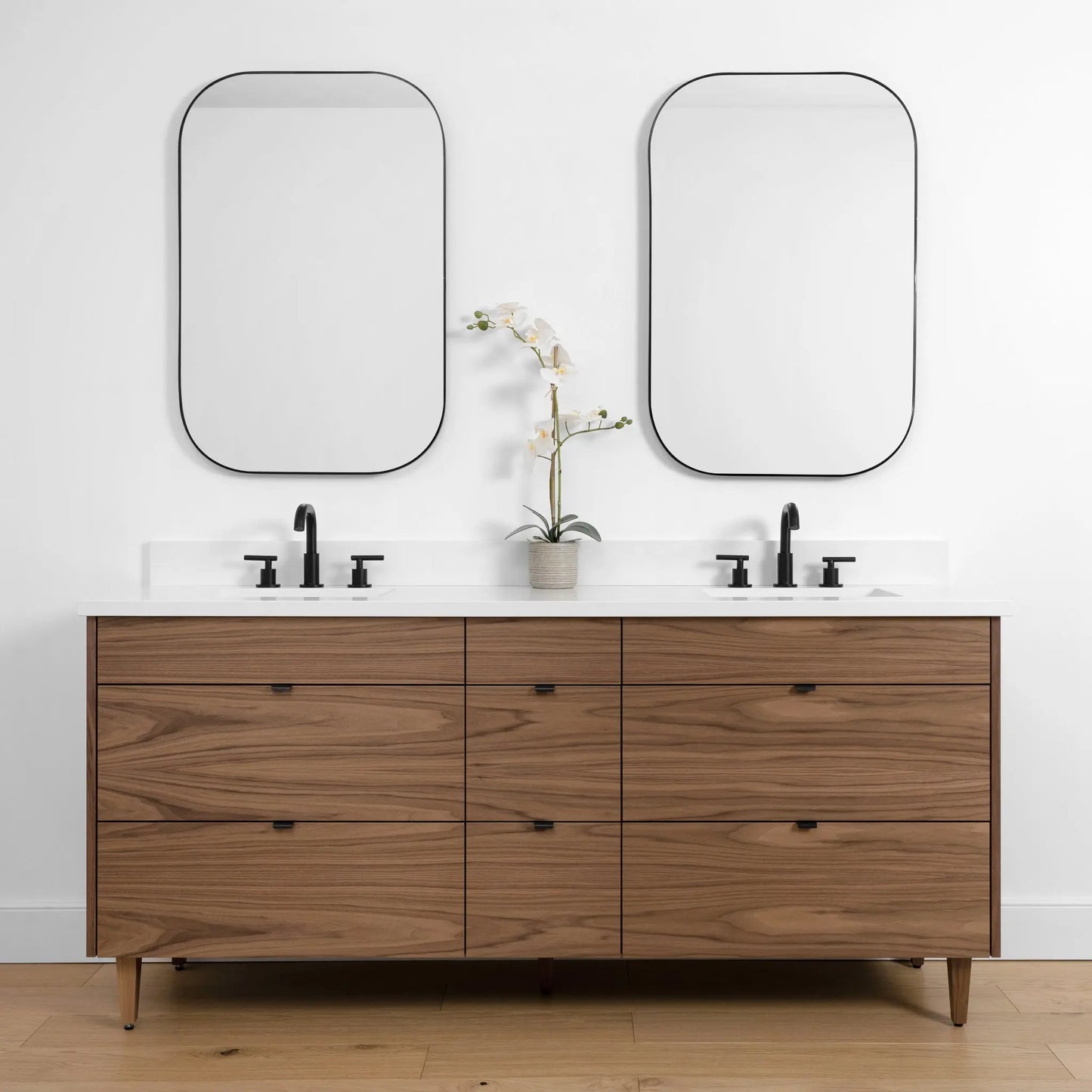 Asher SLIM, 72" Teodor® Modern American Black Walnut Vanity, Double Sink Teodor Bathroom VanityCanada