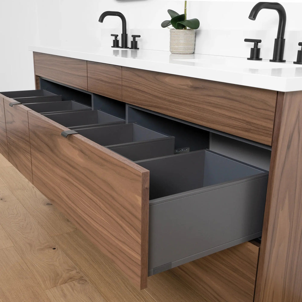 
                  
                    Asher SLIM, 72" Teodor® Modern American Black Walnut Vanity, Double Sink Teodor Bathroom VanityCanada
                  
                