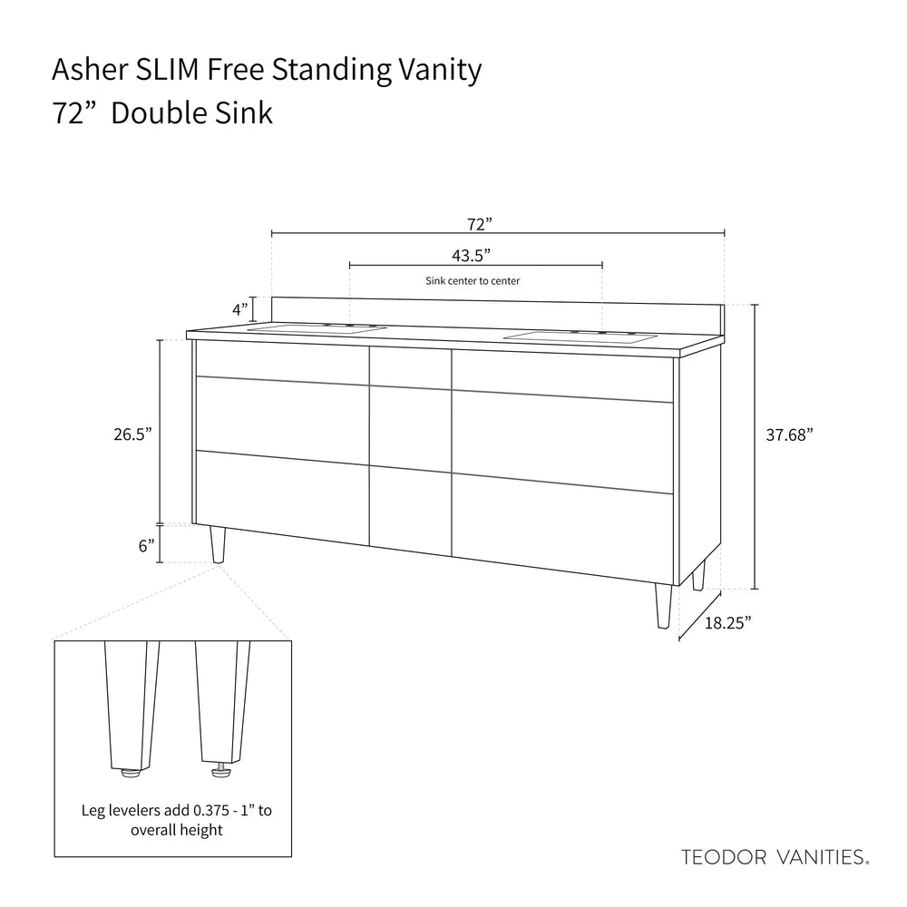 
                  
                    Asher SLIM, 72" Teodor® Modern American Black Walnut Vanity, Double Sink Teodor Bathroom VanityCanada
                  
                
