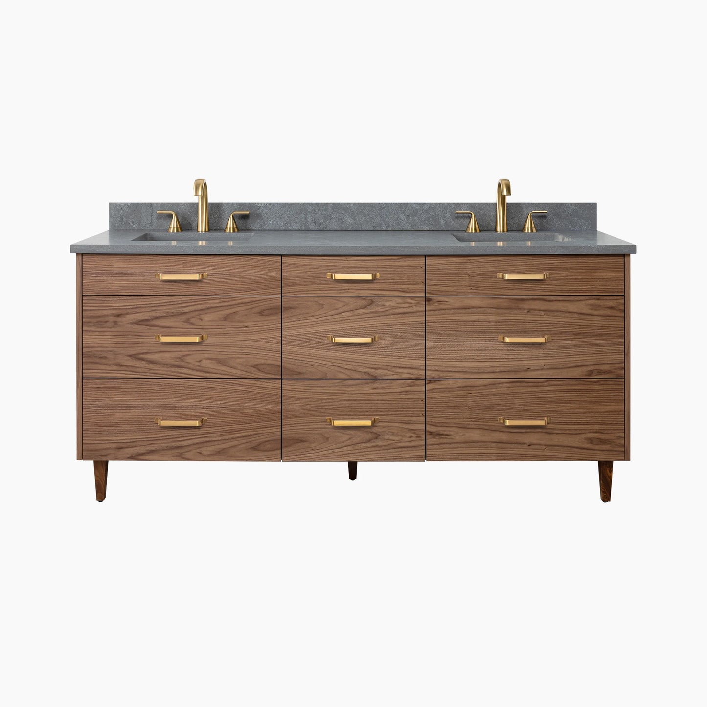Asher SLIM 72" American Black Walnut Bathroom Vanity, Double Sink