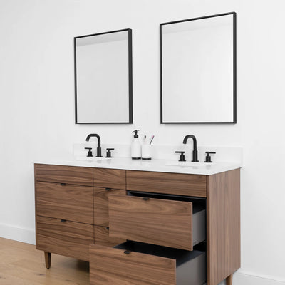 Asher SLIM, 60" Teodor® Modern American Black Walnut Vanity, Double Sink
