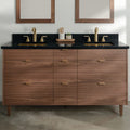 
                  
                    Asher Stainless SLIM 60" American Black Walnut Bathroom Vanity, Double Sink
                  
                
