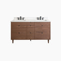 
                  
                    Asher Stainless SLIM 60" American Black Walnut Bathroom Vanity, Double Sink
                  
                