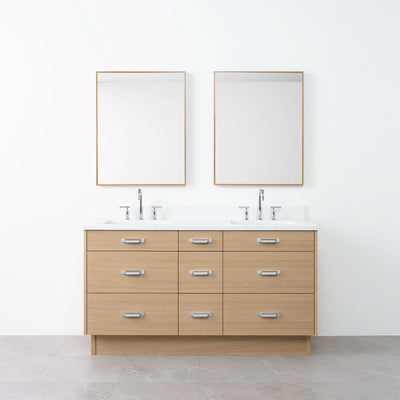Asher 60", Teodor® Natural White Oak Vanity, Double Sink