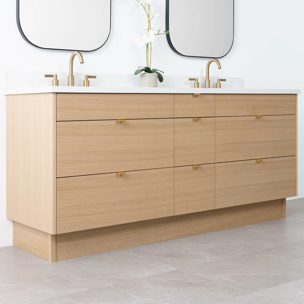 
                  
                    Asher 72" Natural White Oak Bathroom Vanity, Double Sink - Teodor Vanities
                  
                