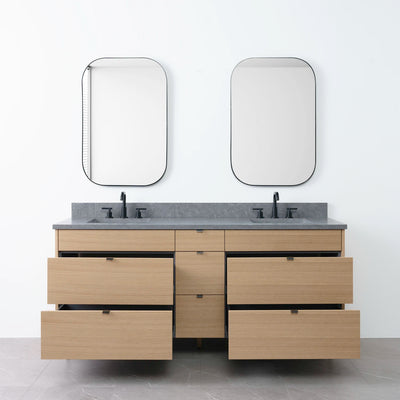 Asher 72" Natural White Oak Bathroom Vanity, Double Sink - Teodor Vanities