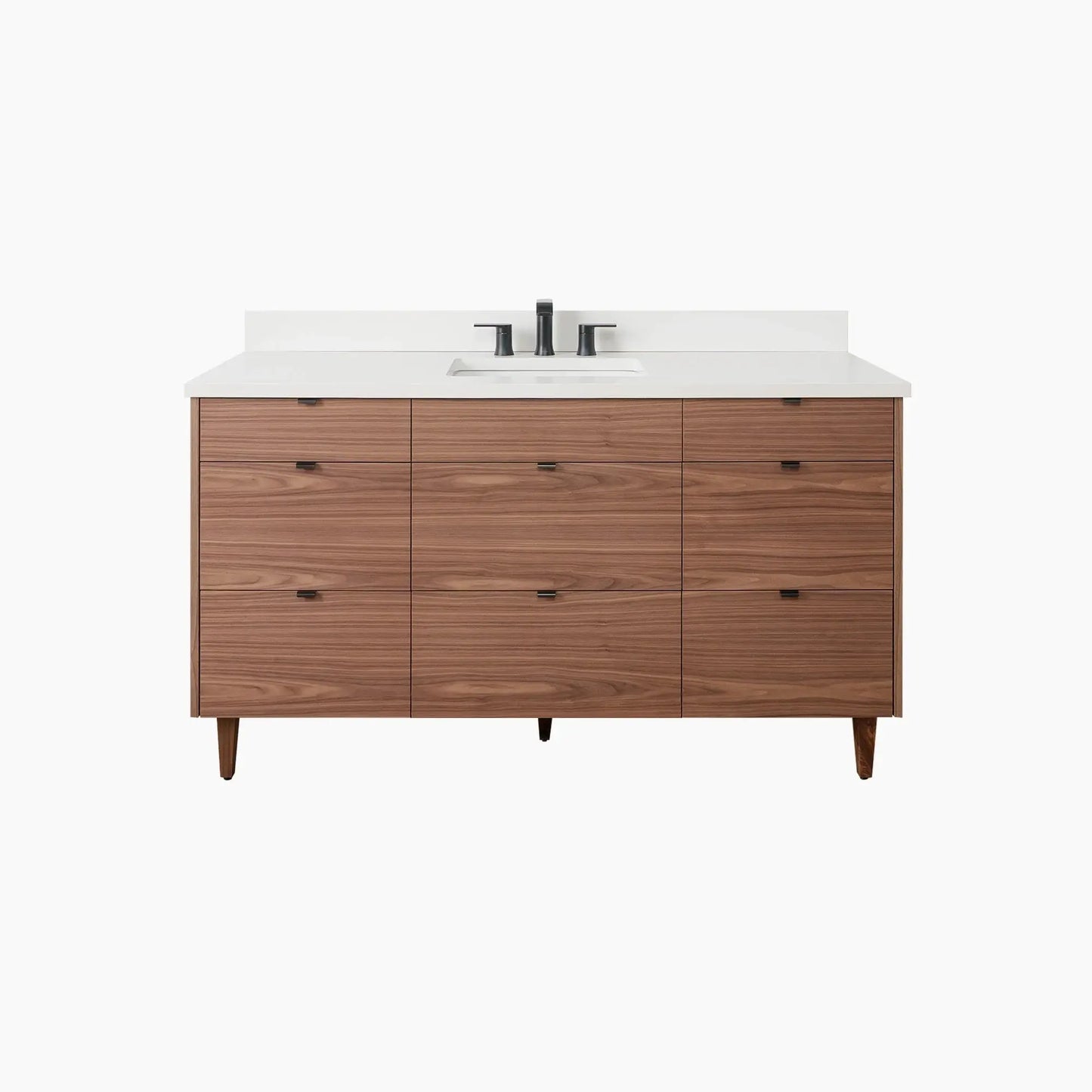 Asher Stainless SLIM 60" American Black Walnut Bathroom Vanity Teodor Bathroom Vanity Canada