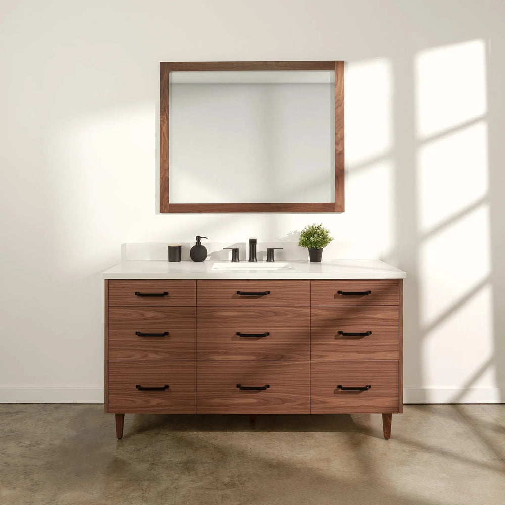 Asher Stainless SLIM 60" American Black Walnut Bathroom Vanity Teodor Bathroom Vanity Canada