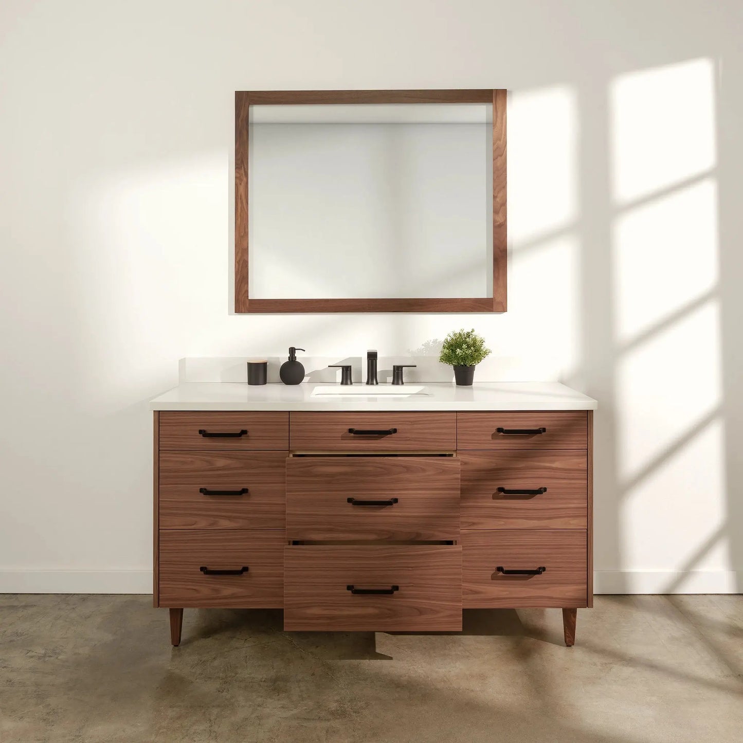 
                  
                    Asher Stainless SLIM 60" American Black Walnut Bathroom Vanity Teodor Bathroom Vanity Canada
                  
                