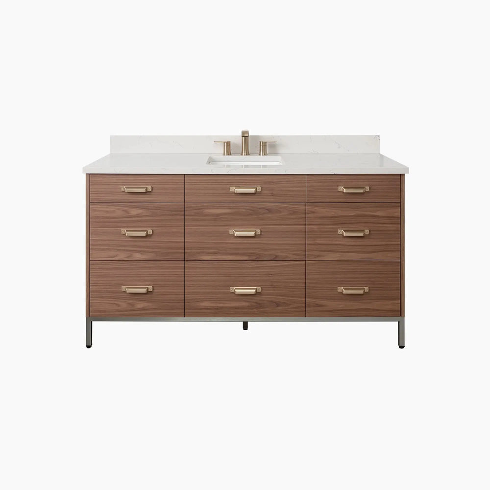 
                  
                    Asher Stainless SLIM 60" American Black Walnut Bathroom Vanity Teodor Bathroom Vanity Canada
                  
                
