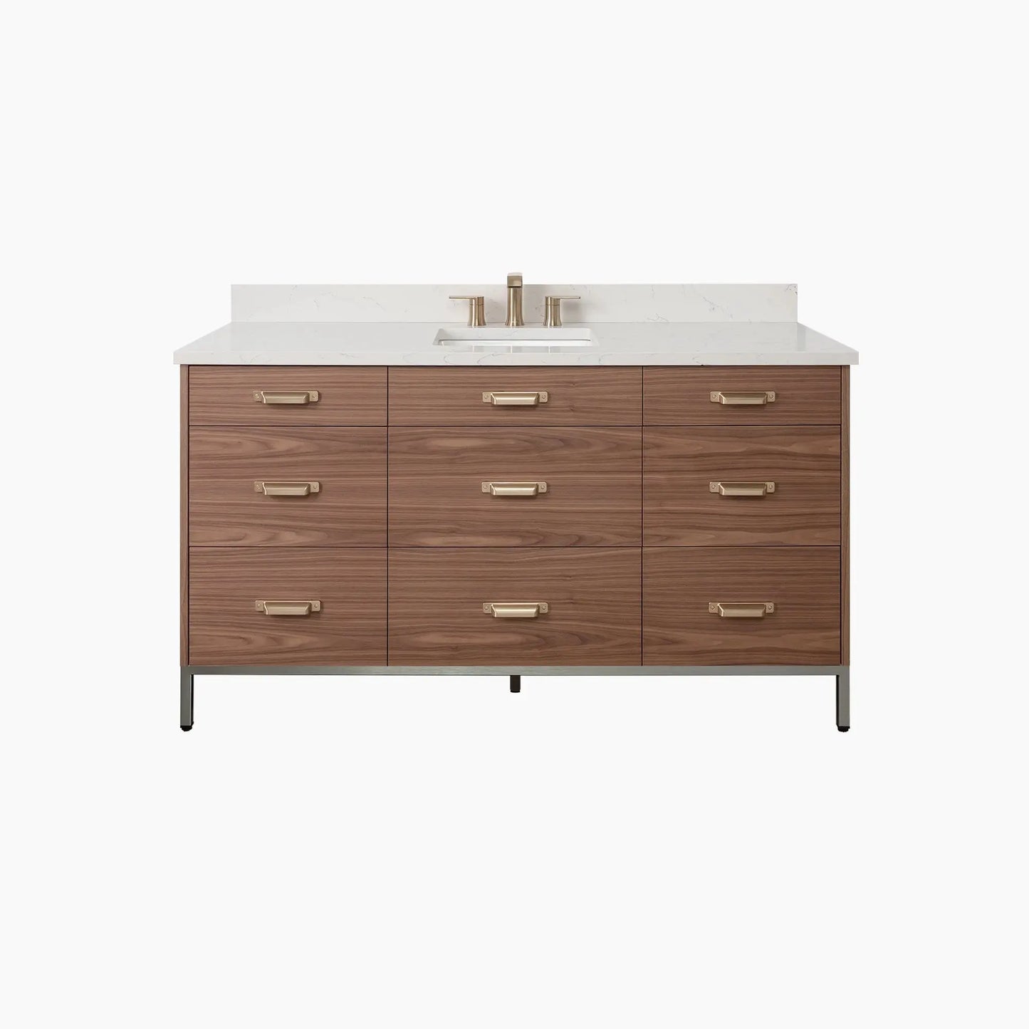 
                  
                    Asher Stainless SLIM 60" American Black Walnut Bathroom Vanity Teodor Bathroom Vanity Canada
                  
                