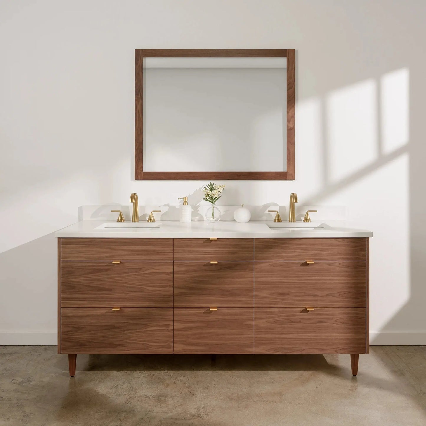Asher Stainless SLIM 72" American Black Walnut Bathroom Vanity, Double Sink Teodor Bathroom Vanity Canada