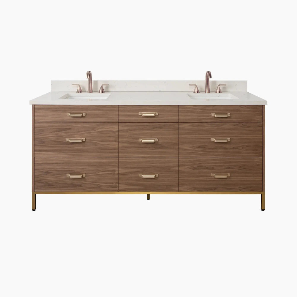 
                  
                    Asher Stainless SLIM 72" American Black Walnut Bathroom Vanity, Double Sink Teodor Bathroom Vanity Canada
                  
                