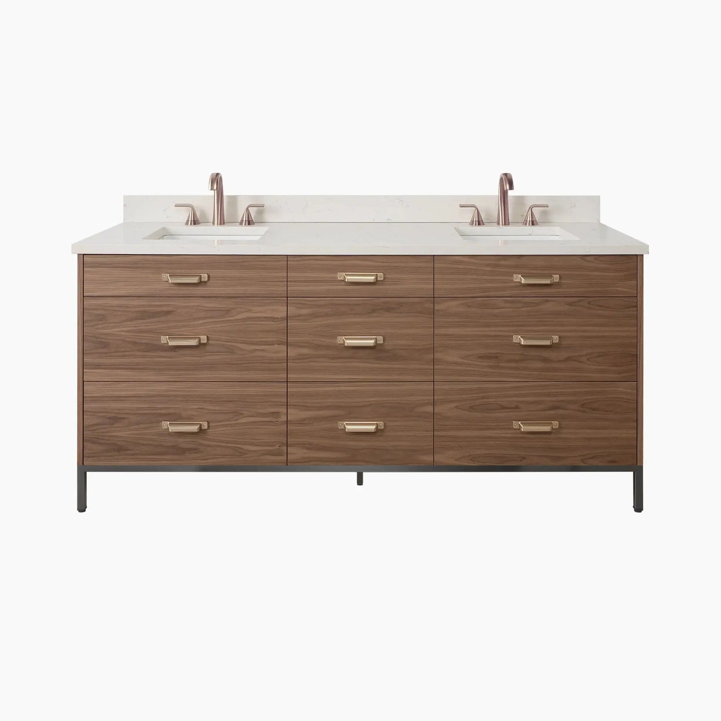 
                  
                    Asher Stainless SLIM 72" American Black Walnut Bathroom Vanity, Double Sink Teodor Bathroom Vanity Canada
                  
                
