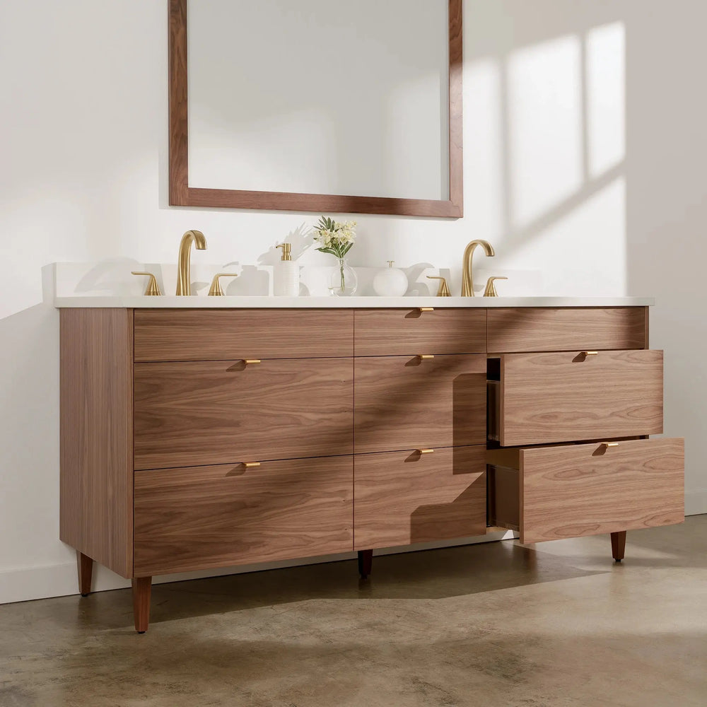 
                  
                    Asher Stainless SLIM 72" American Black Walnut Bathroom Vanity, Double Sink Teodor Bathroom Vanity Canada
                  
                