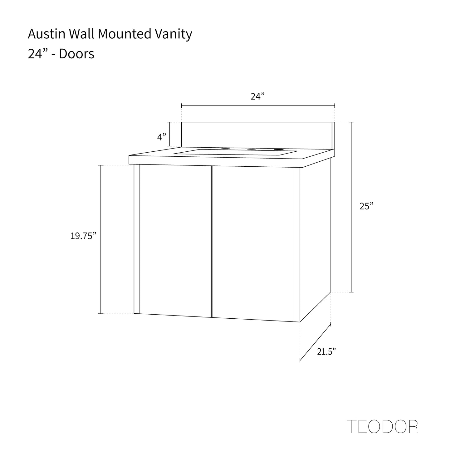 
                  
                    Austin 24" Wall Mount American Black Walnut Bathroom Vanity
                  
                