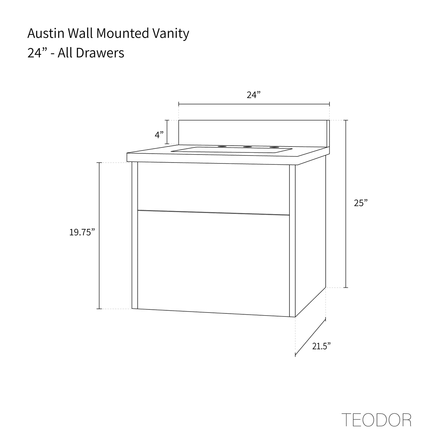 
                  
                    Austin 24", Teodor® Modern Wall Mount American Black Walnut Vanity Teodor
                  
                