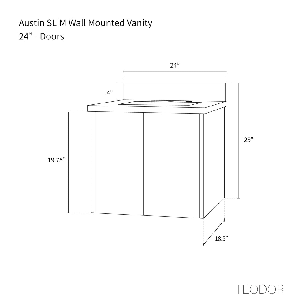 
                  
                    Austin SLIM 24" Wall Mount American Black Walnut Bathroom Vanity
                  
                