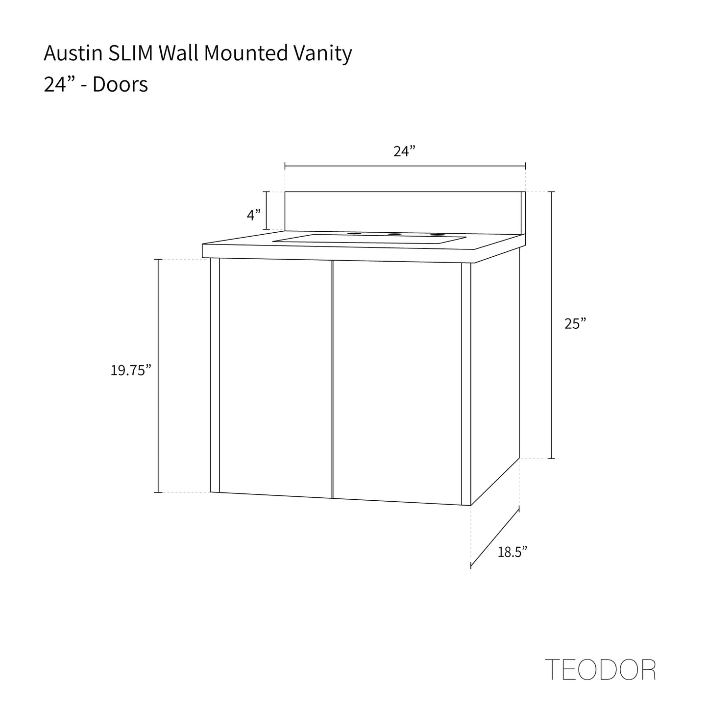 
                  
                    Austin SLIM 24" Wall Mount American Black Walnut Bathroom Vanity
                  
                
