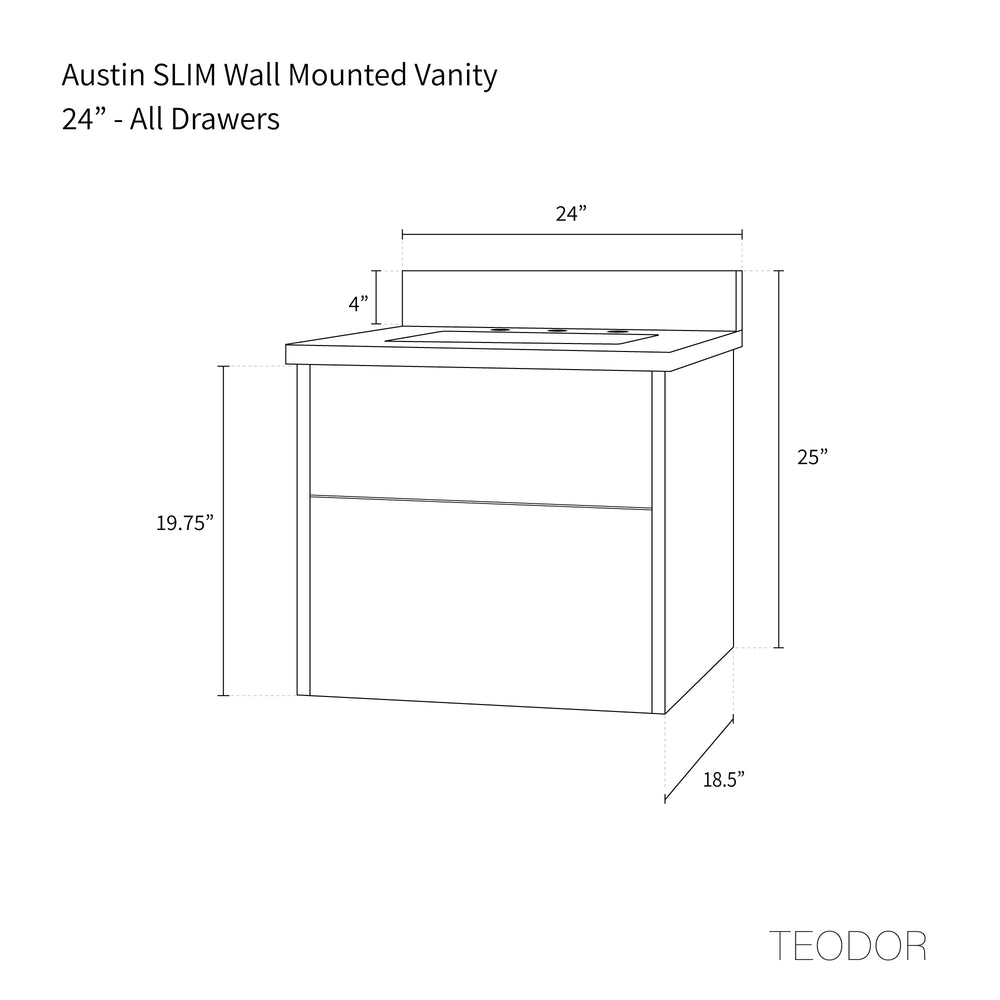 
                  
                    Austin SLIM, 24" Teodor® Modern Wall Mount American Black Walnut Vanity Teodor Bathroom VanityCanada
                  
                