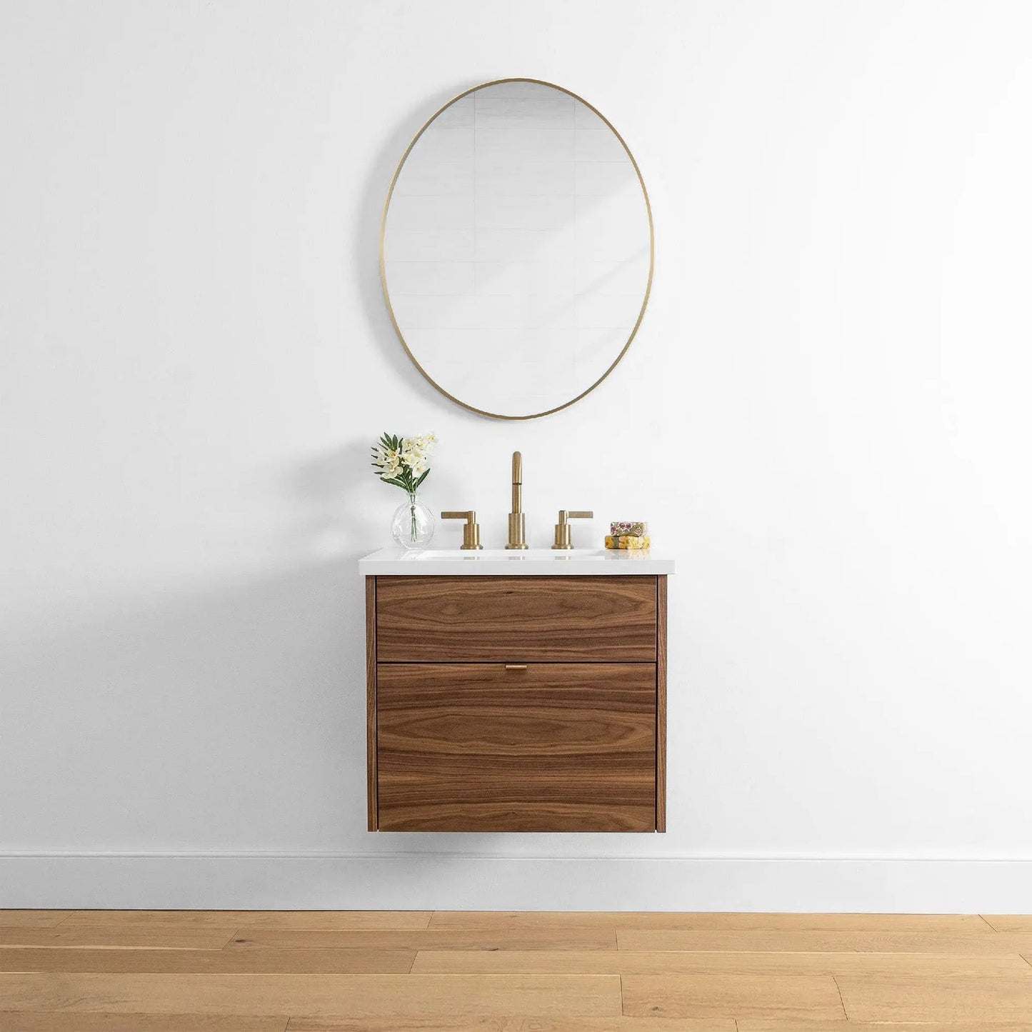 Austin 24", Teodor® Modern Wall Mount American Black Walnut Vanity Teodor