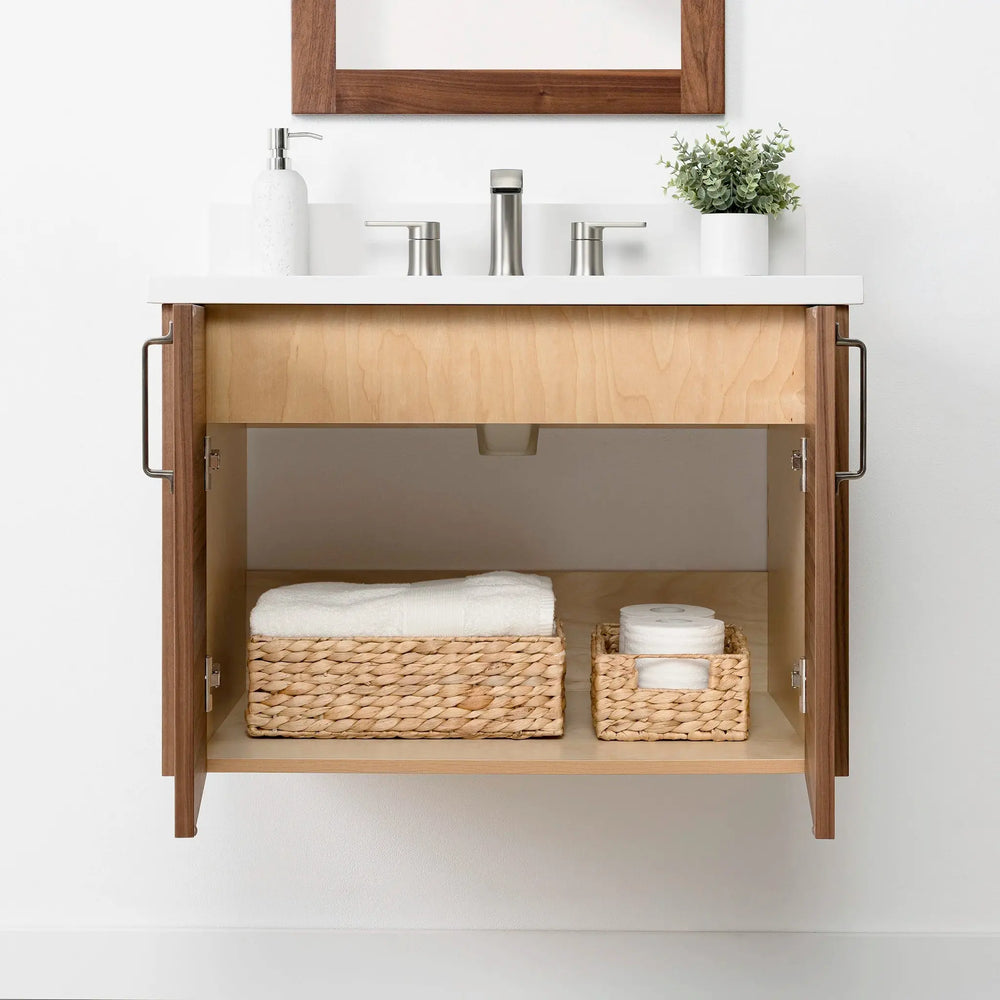 
                  
                    Austin SLIM 30" Wall Mount American Black Walnut Bathroom Vanity Teodor Bathroom Vanity Canada
                  
                