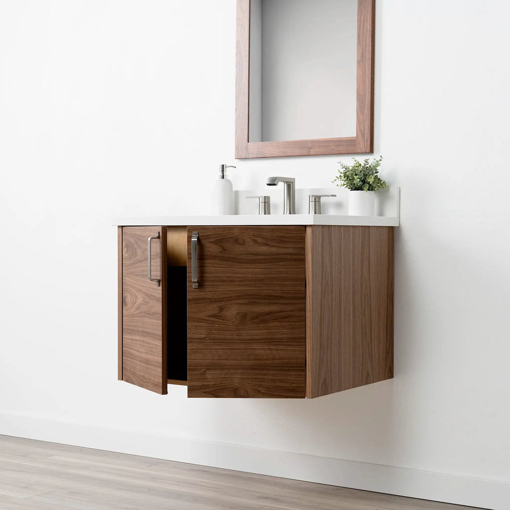 
                  
                    Austin SLIM 30" Wall Mount American Black Walnut Bathroom Vanity Teodor Bathroom Vanity Canada
                  
                