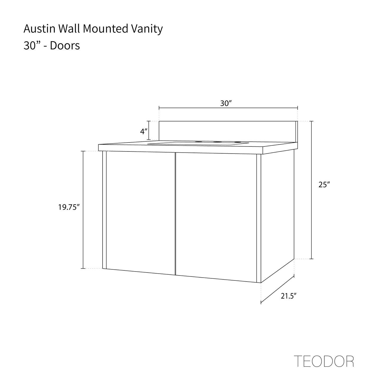 
                  
                    Austin 30" Wall Mount American Black Walnut Bathroom Vanity
                  
                